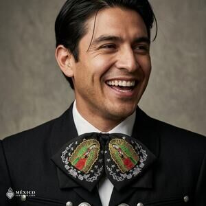 Mexican Embroidered Charro Moño – Traditional Satin Mariachi Bow Tie